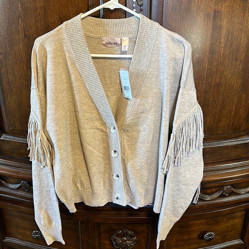 Women’s Button Front Fringe Sweater